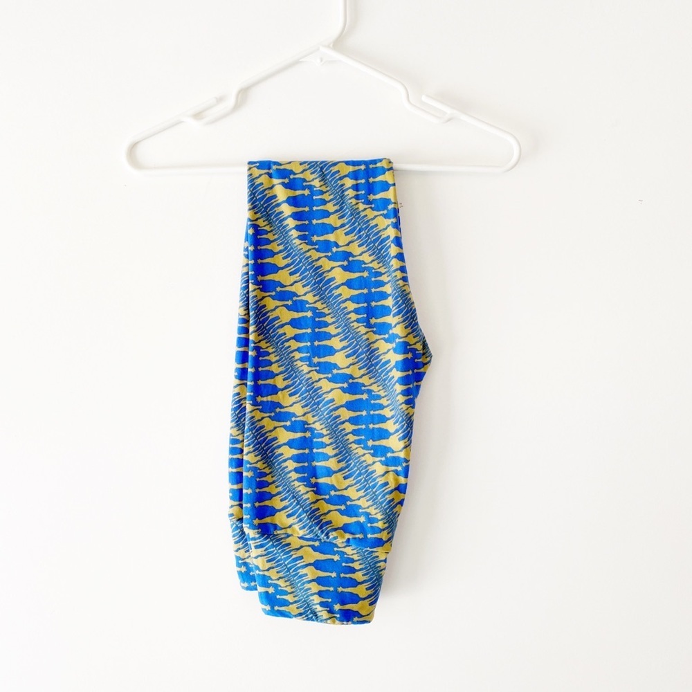 Giraffe Print Blue Yellow Legging | OS (Lularoe Size Chart: One Size 2-12) NWOT - Picture 3 of 8